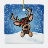 Border Terrier Rentier Keramik Ornament (Rückseite)