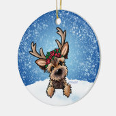 Border Terrier Rentier Weihnachtsschmuck Keramik (Links)
