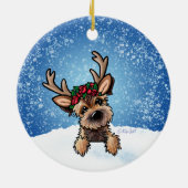 Border Terrier Rentier Weihnachtsschmuck Keramik (Hinten)