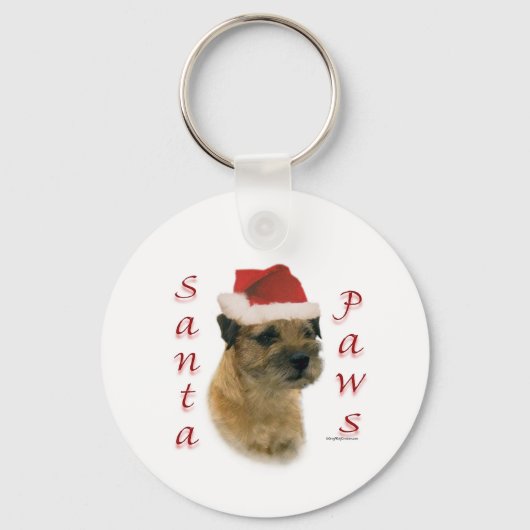 Border Terrier Santa Paws Schlüsselanhänger (Vorderseite)