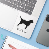 Border Terrier Silhouette Hunde Rasse Vinyl Sticke Aufkleber (Laptop mit iPhone)