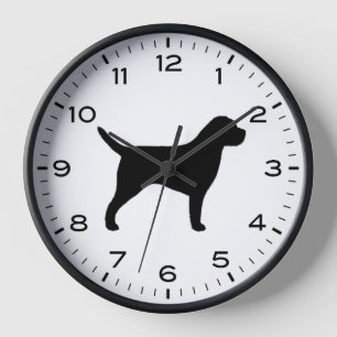 Border Terrier Silhouette mit Zahlen und Minuten Uhr