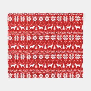Border Terrier Silhouetten Hunde Weihnachtsmuster Fleecedecke
