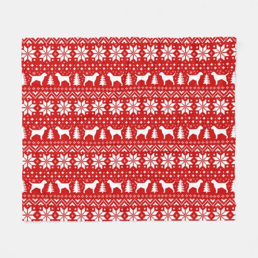 Border Terrier Silhouetten Hunde Weihnachtsmuster Fleecedecke (Vorderseite (Horizontal))