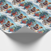Border Terrier Snowball Fight Christmas Painting Geschenkpapier (Ecke)