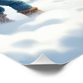 Border Terrier Snowball Fight Christmas Painting Poster (Ecke)