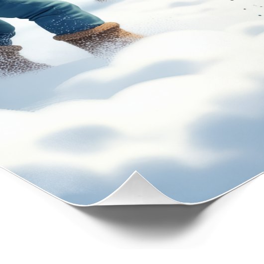 Border Terrier Snowball Fight Christmas Painting Poster (Ecke)