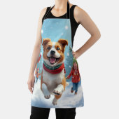 Border Terrier Snowball Fight Christmas Painting Schürze (InSitu)