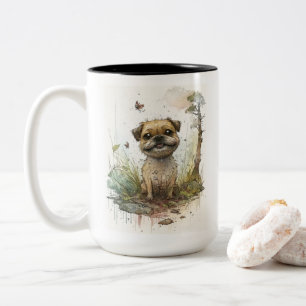 Border Terrier Watercolor Whimsical Zweifarbige Tasse
