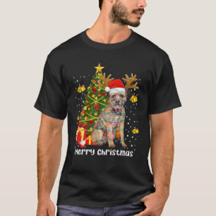Border Terrier Weihnachtsbaum Lichter Weihnachten  T-Shirt