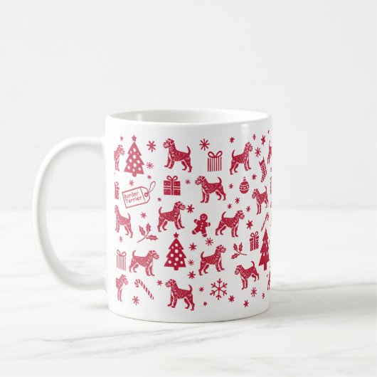 Border Terrier Weihnachtsdesign Kaffeetasse (Links)