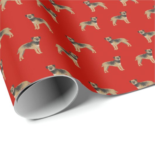 Border Terrier Weihnachtsgott Geschenkpapier (Rolleneckpunkt)