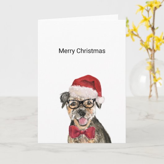 Border Terrier Weihnachtskarte Karte (Gelbe Blume)