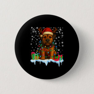Border Terrier Weihnachtsmann Santa Hut Rentier Py Button