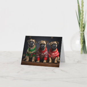 Border Terrier Welpen Weihnachtskarte Karte