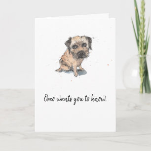 Border Terrier Zeichnung, personalisierter Vaterta Karte