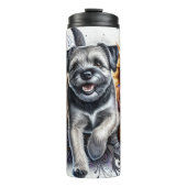 Border Terrier's Joyful Floral Journey Thermosbecher (Vorderseite)
