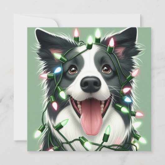 Bordercollie Flach Weihnachtskarte Feiertagskarte (Vorderseite)