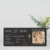 Bordkarte Flugticket Save The Date (Stehend Vorderseite)