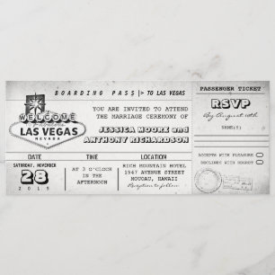 Bordkarte Hochzeitstickets LAS VEGAS Einladung