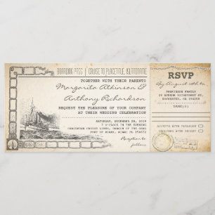 Bordkarte Kreuzfahrt Hochzeitseinladungen mit RSVP Einladung