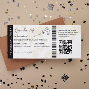 Bordkarte Minimalistische Save-the-Date-Ticket Save The Date