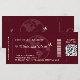 Bordkarte-RSVP-Karte – Burgund & Champagner