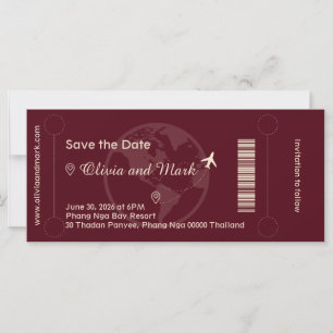 Bordkarte Save the Date – Burgund & Champagner