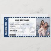 Bordkarte Save The Date Weltkarte Ticket (Vorderseite)