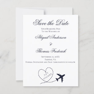 Bordkarte Ziel Flugzeug Herz Hochzeit Save The Date