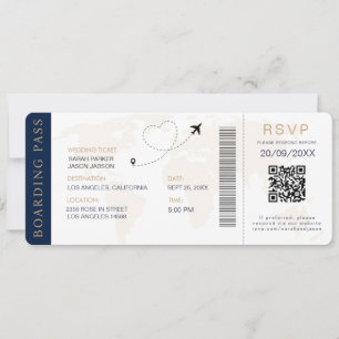 Bordkarte Zielhochzeit QR-Code Rsvp Einladung