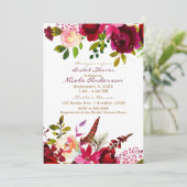 Bordo Burgundy Maroon Boho Brautparty Einladung (Stehend Vorderseite)