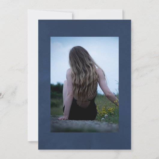 Bordo & Navy Aquarell Blumenfeier Einladung (Rückseite)