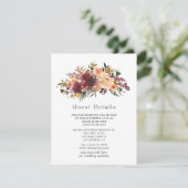 Bordo Peach Floral Wedding Guest Details Begleitkarte (Stehend Vorderseite)