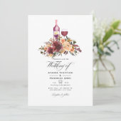 Bordo Peach Floral Wine Degustation Hochzeitsfeier Einladung (Stehend Vorderseite)