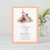 Bordo Peach Fuzz Themenwelt Junggeselinnen-Abschie Einladung (Stehend Vorderseite)