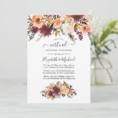Bordo Peach Watercolor Floral Virtual Wedding Einladung (Stehend Vorderseite)