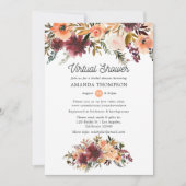 Bordo Peach Watercolor Virtual Brautparty Einladung (Vorderseite)