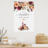 Bordo Peach Wine Degustation Brautparty Willkommen Poster (Küche)