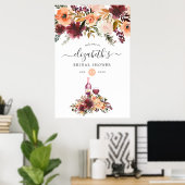 Bordo Peach Wine Degustation Brautparty Willkommen Poster (Heimbüro)