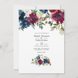 Bordo und Hochzeit von Wasserfarben Einladung