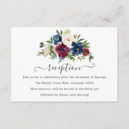 Bordo und Navy-Aquarell-Empfang Begleitkarte