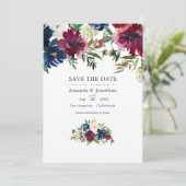 Bordo- und Navy-Aquarell-Foto Save The Date (Stehend Vorderseite)