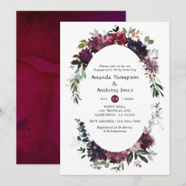 Bordo Violet Plum Floral Engagement Party Einladung