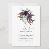 Bordo Violet Plum Floral Online Virtual Wedding Einladung (Vorderseite)
