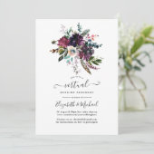 Bordo Violet Plum Floral Online Virtual Wedding Einladung (Stehend Vorderseite)