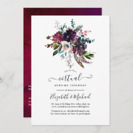 Bordo Violet Plum Floral Online Virtual Wedding Einladung