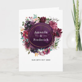 Bordo Violet Plum Watercolor Floral Wedding Programm