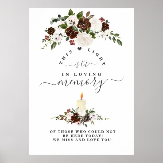Bordo White Floral in Love Memory Memorial Signatu Poster (Vorne)