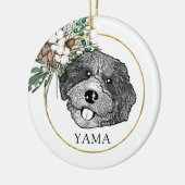 Bordoodle Dog Hand Zeichnend Personalisiert Keramik Ornament (Links)